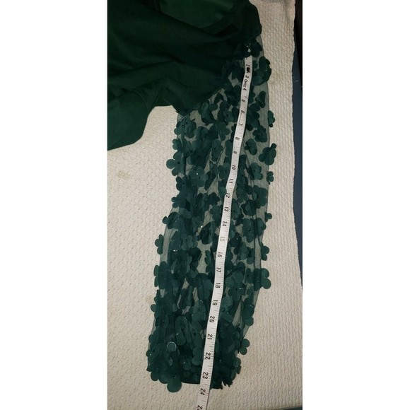 SHEIN Curve Size 2XL Polyester Green Midi Dress Sheer Puff Long sleeves w/petals - Picture 9 of 12